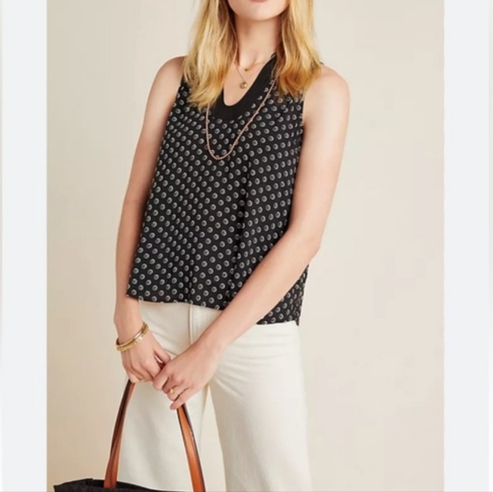 Anthropologie Maeve Laori Polka Dot Sleeveless Top Blouse
